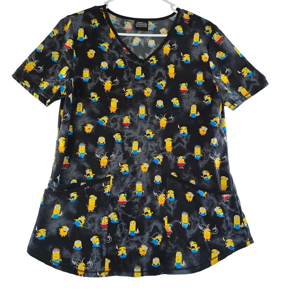 Minions The Rise of Gru Black Scrub Top Women's Size S